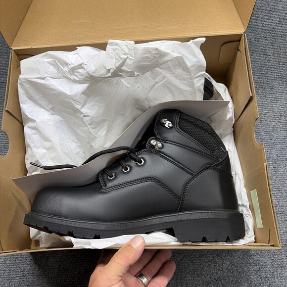 NWT Brahma GUS Mens 10.5 W Black Leather Steel Toe Work Boots Oil Slip Resistant main image 4